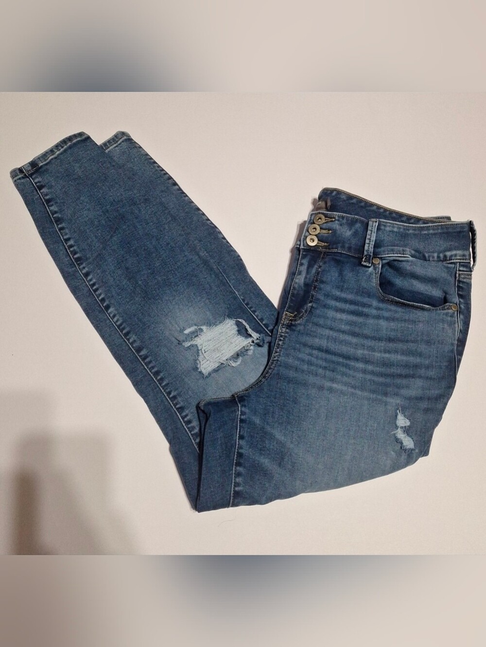 torrid Dark Jegging Blue Skinny Jeans with Distressed Knees Size 18R